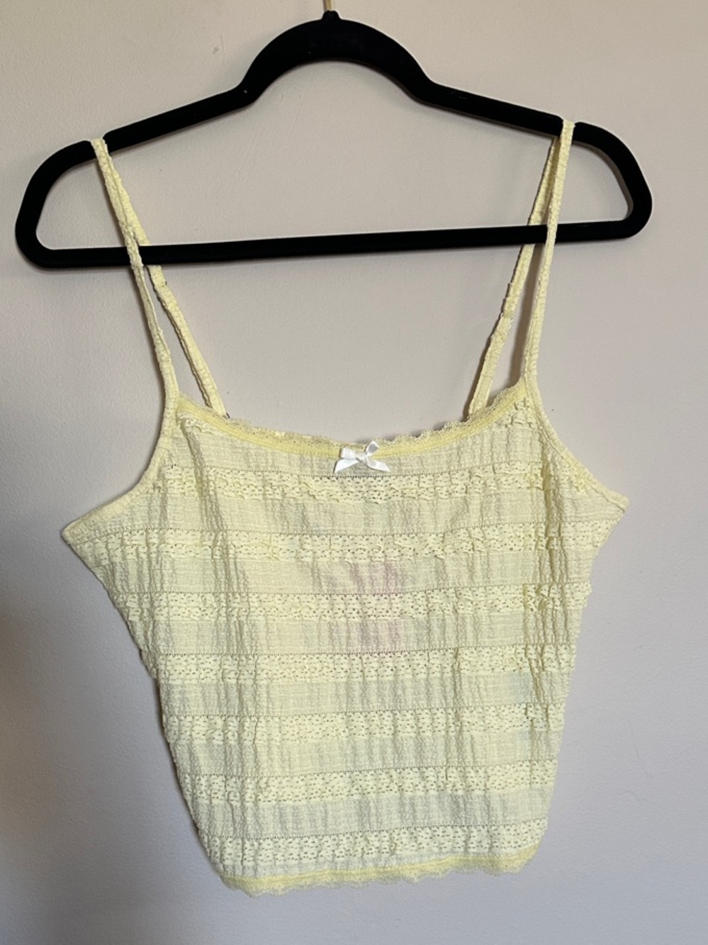 Edikted Pale Yellow Lace Camisole with Bow